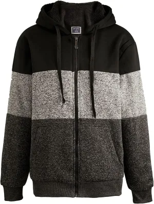 Facitisu Heavyweight Sherpa Lined Fleece Hoodie Sweatshirts for Men Winter Zip Plus Size Jacket