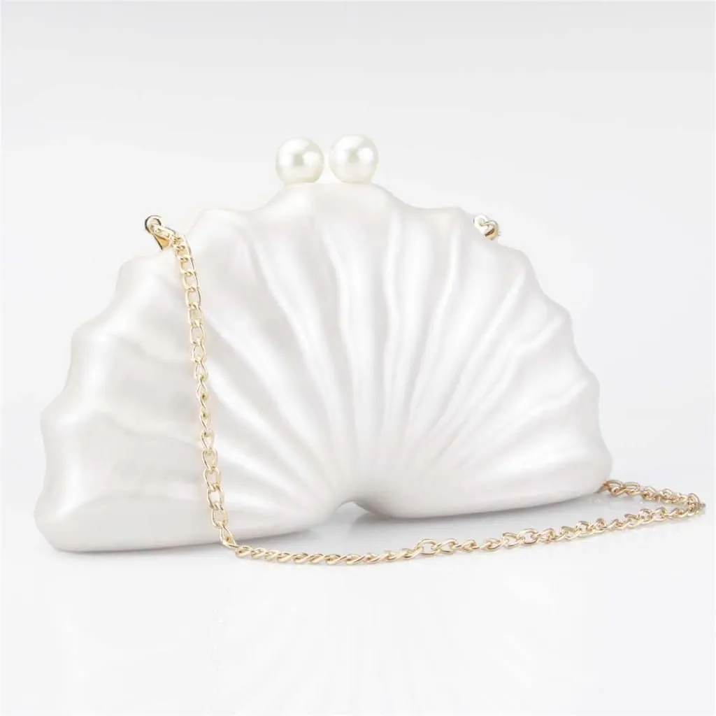 Fashionable Acrylic Evening Clutch In Shell Shape Shoulder Bag Crossbody Purse For Weddings And Cocktail Party