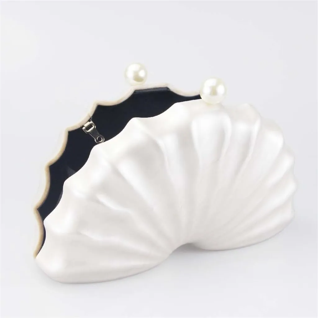 Fashionable Acrylic Evening Clutch In Shell Shape Shoulder Bag Crossbody Purse For Weddings And Cocktail Party