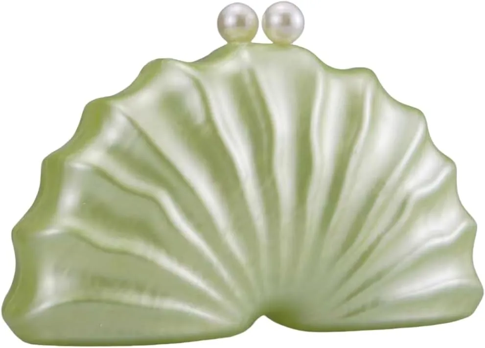 Fashionable Acrylic Evening Clutch In Shell Shape Shoulder Bag Crossbody Purse For Weddings And Cocktail Party