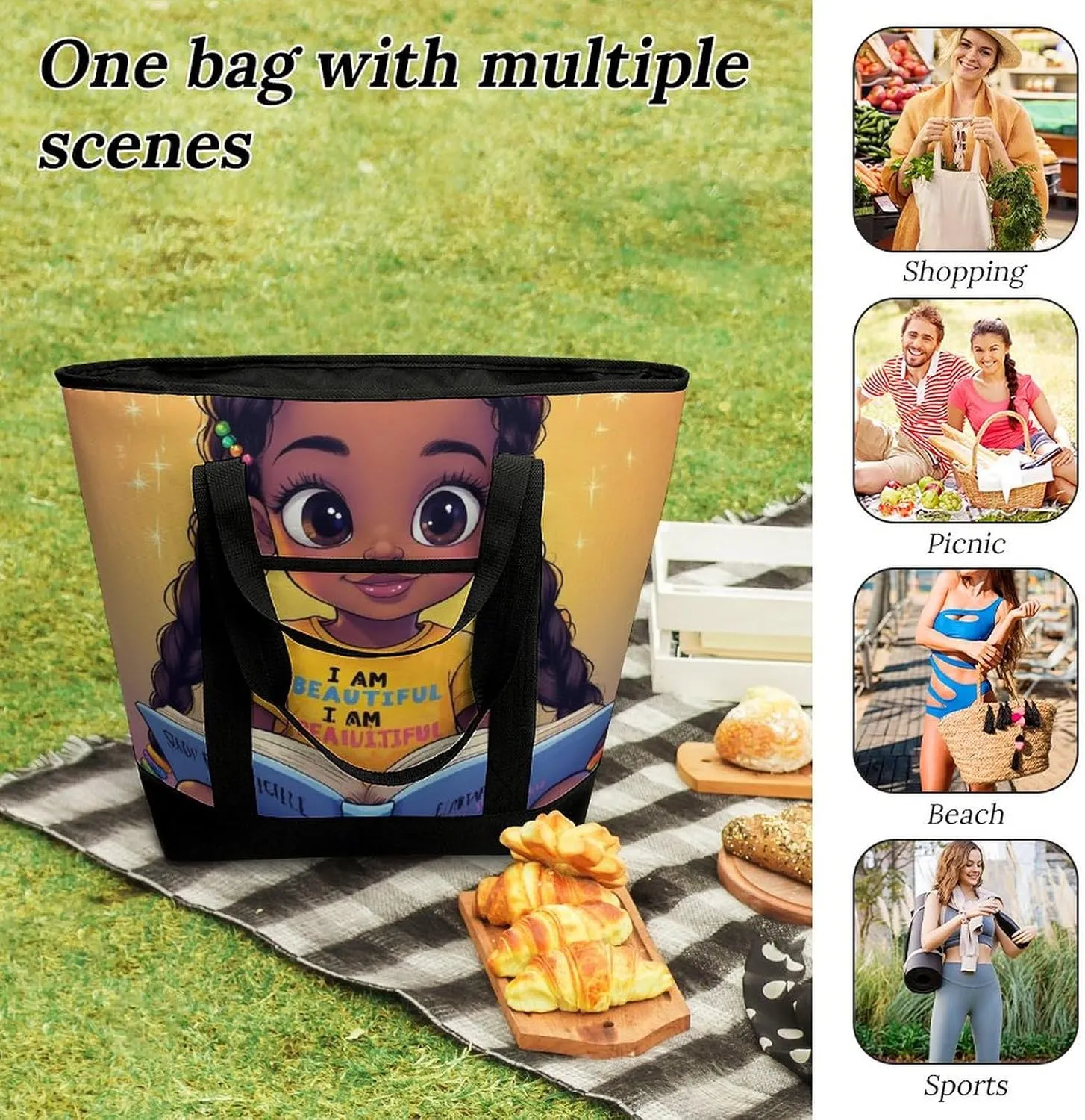 Fashionable Large Thermal Tote Bag Insulated Work/Commute Bag For Women & Men