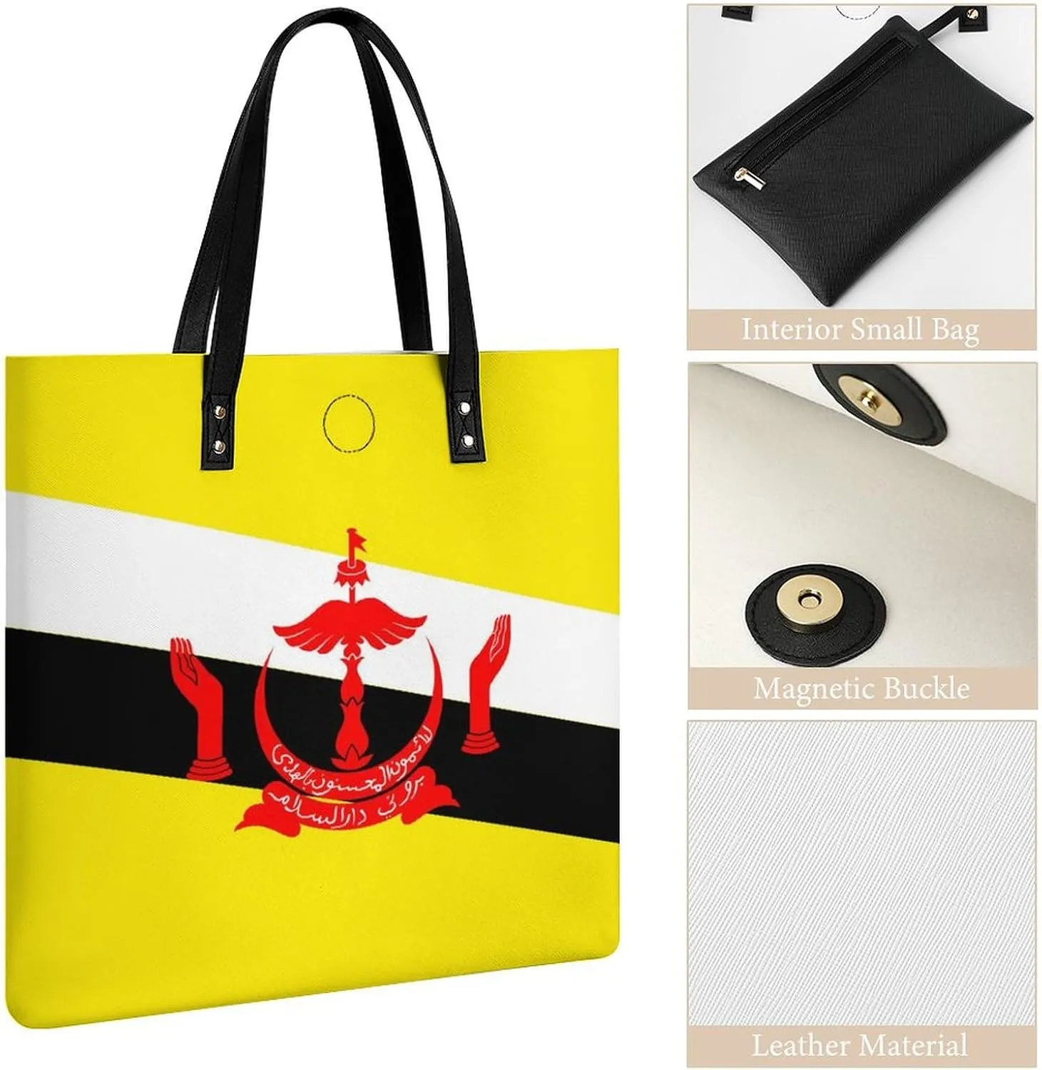 Fashionable Papua New Guinea Flag Women's Leather Hobo Tote Bag Large Capacity for Daily Essentials