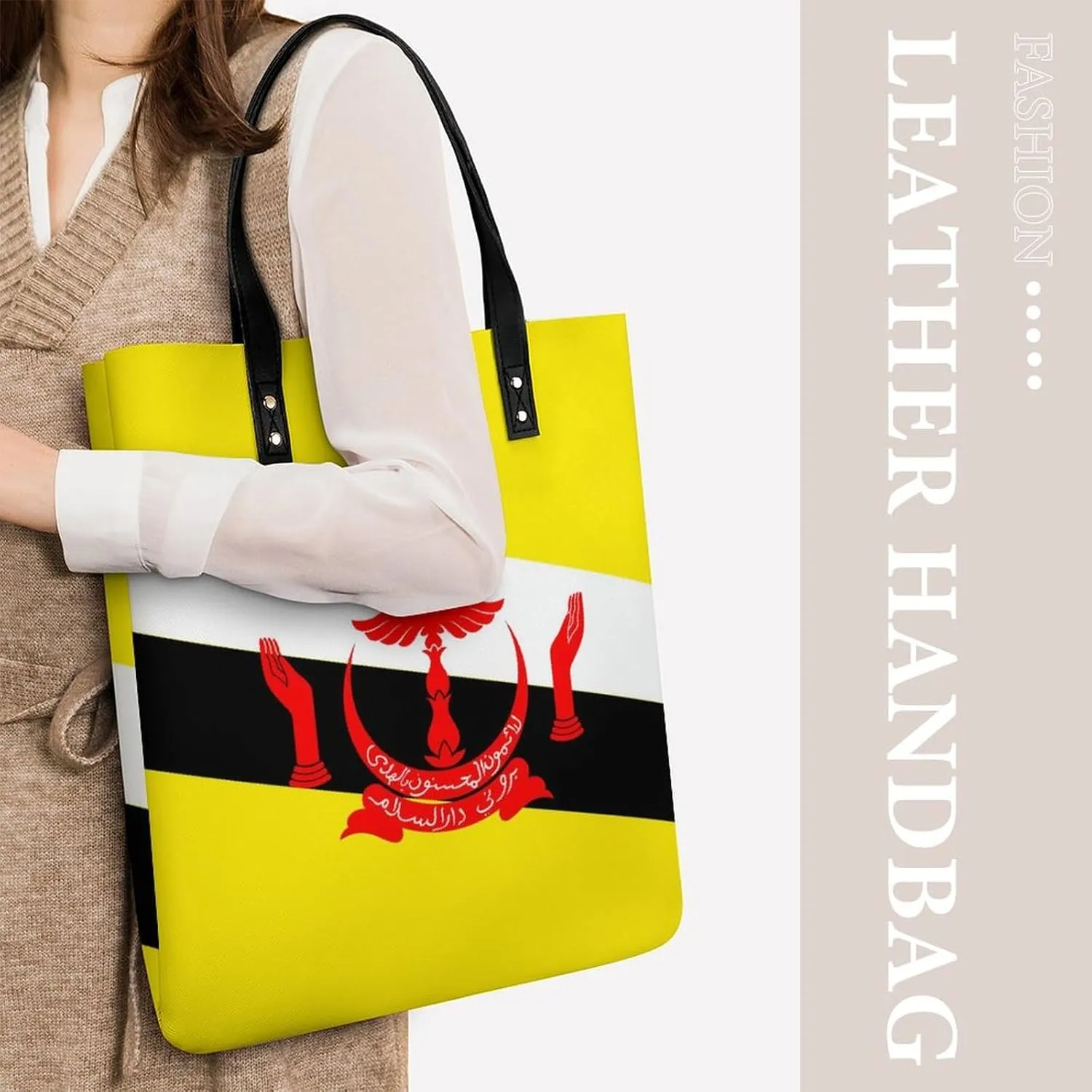 Fashionable Papua New Guinea Flag Women's Leather Hobo Tote Bag Large Capacity for Daily Essentials