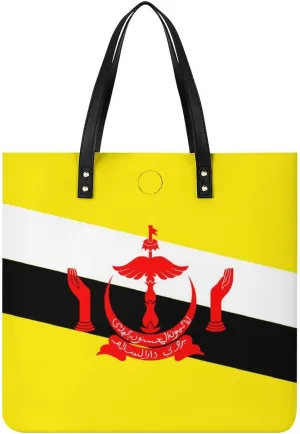 Fashionable Papua New Guinea Flag Women's Leather Hobo Tote Bag Large Capacity for Daily Essentials