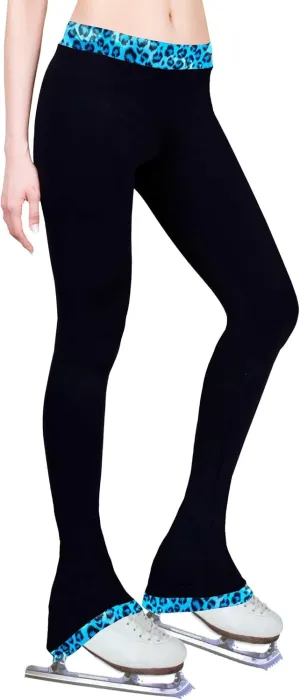 Figure Skating Practice Pants Leopard Turquoise