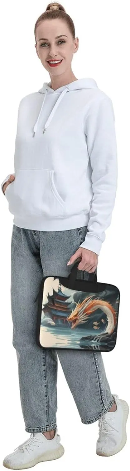 Fish leap dragon gate pattern Fashionable and ultra-thin shoulder laptop bag Shockproof soft lining
