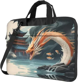 Fish leap dragon gate pattern Fashionable and ultra-thin shoulder laptop bag Shockproof soft lining