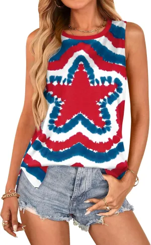 For G and PL 4th of July Women's American Flag Patriotic Summer Tank Top