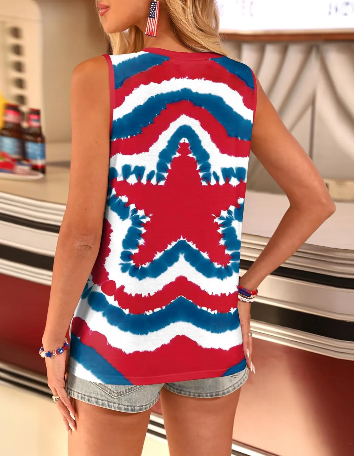 For G and PL 4th of July Women's American Flag Patriotic Summer Tank Top