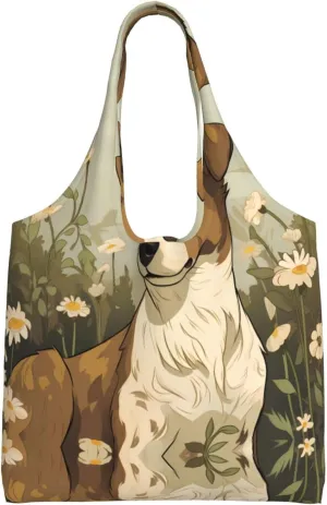 Funny Dogs Printed single-shoulder canvas bag, fashionable daily canvas bag, suitable for daily travel and shopping