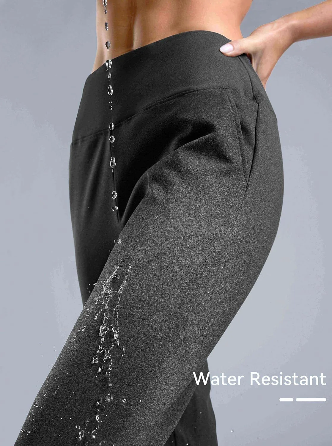 G Gradual Women's Fleece Lined Joggers High Waisted Water Resistant Thermal Hiking Pants Cold Weather Sweatpants with Pockets