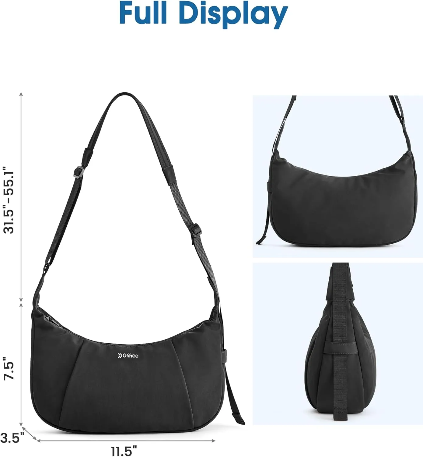 G4Free Crossbody Bag for Women, Casual Hobo Bag Lightweight Shoulder Handbag Fashionable Nylon Crescent Purse