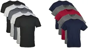 Gildan Men's Crew T-Shirt 5 Pack, Assortment, Large Men's Crew T-Shirt Multipack, Navy, Charcoal, Cardinal Red Assorted 5 Pack, Large