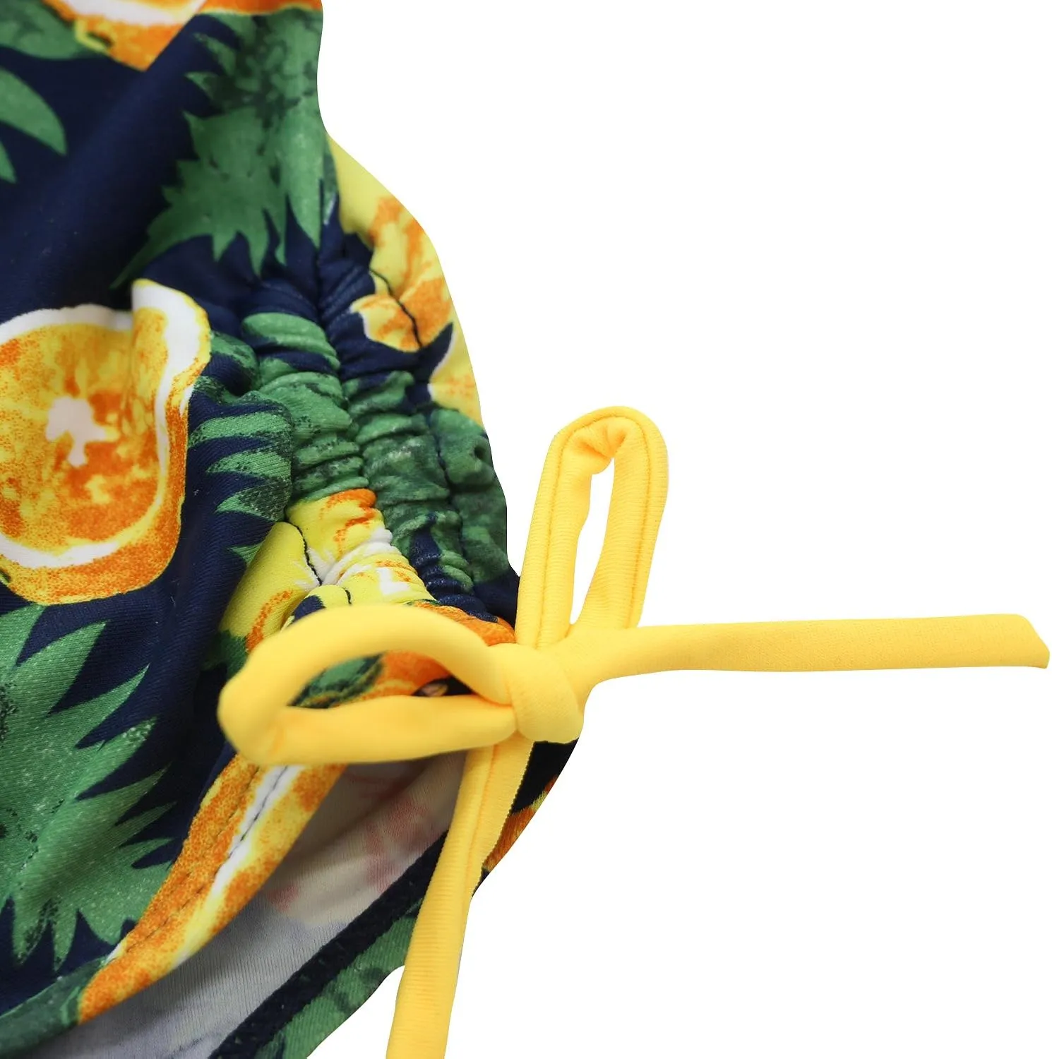 Girls Lemon Double Ruffle One Shoulder Adjustable Swimwear Fashionable One Piece Bathing Suit(5y-16y)