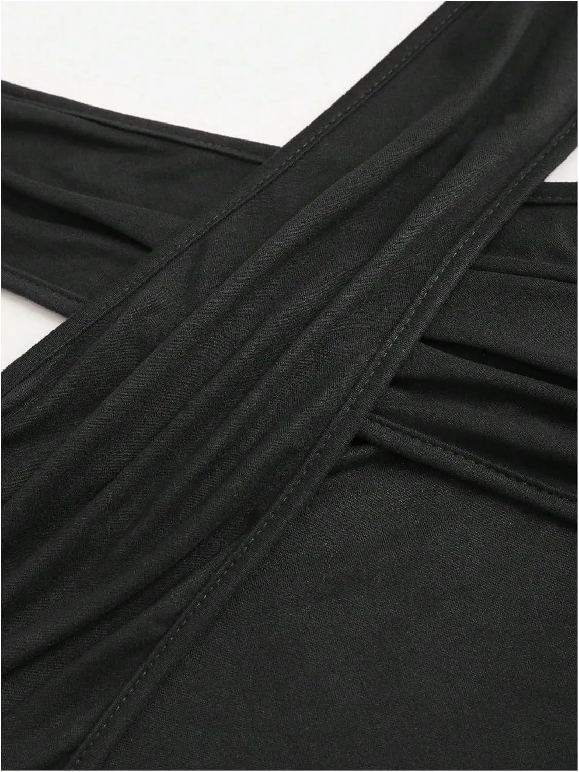 GORGLITTER Women's Wrap Cross Ruched Halter Top Tie Backless Camisole Sleeveless Crop Tops