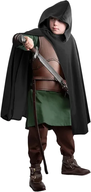 Green Renaissance Hooded Cape Witch Cloak Medieval Hobbit Cape with Hood for Halloween