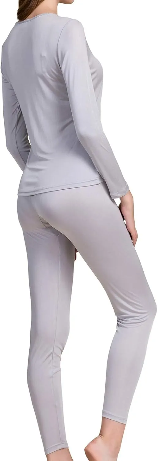 Grenasasilk Womens Silk Long Underwear Mulberry Silk Long Johns Silk Thermal Underwear Sets Cold Weather Base Layer