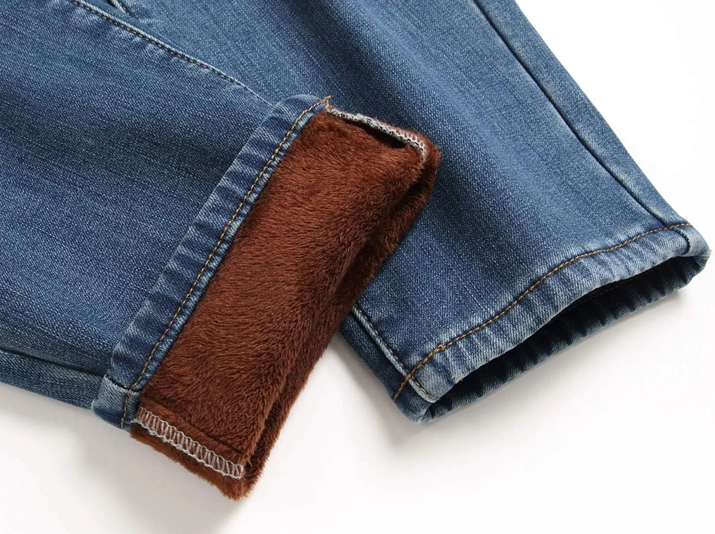 GUNLIRE Men's Thermal Fleece Lined Jeans Winter Slim Fit Thicken Stretch Warm Denim Pants