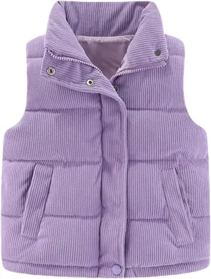 Happy Cherry Corduroy Vest for Toddler Baby Winter Warm Zip Up Sleeveless Jacket with Button Stand Collar Waistcoat 1-8Y