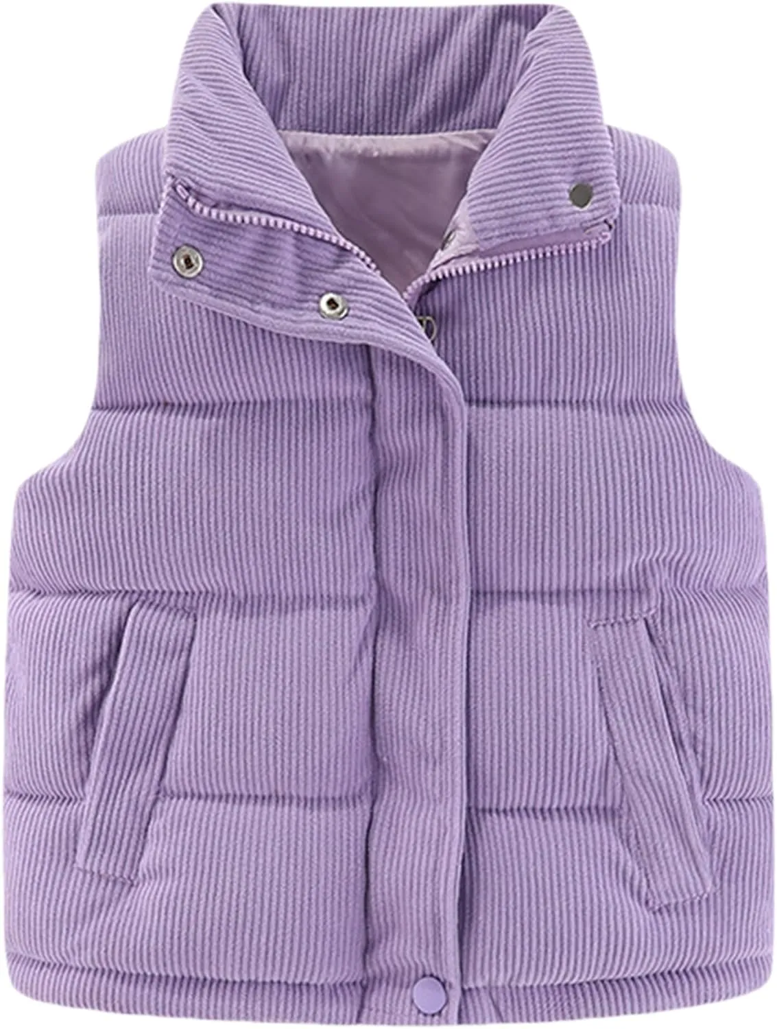 Happy Cherry Corduroy Vest for Toddler Baby Winter Warm Zip Up Sleeveless Jacket with Button Stand Collar Waistcoat 1-8Y