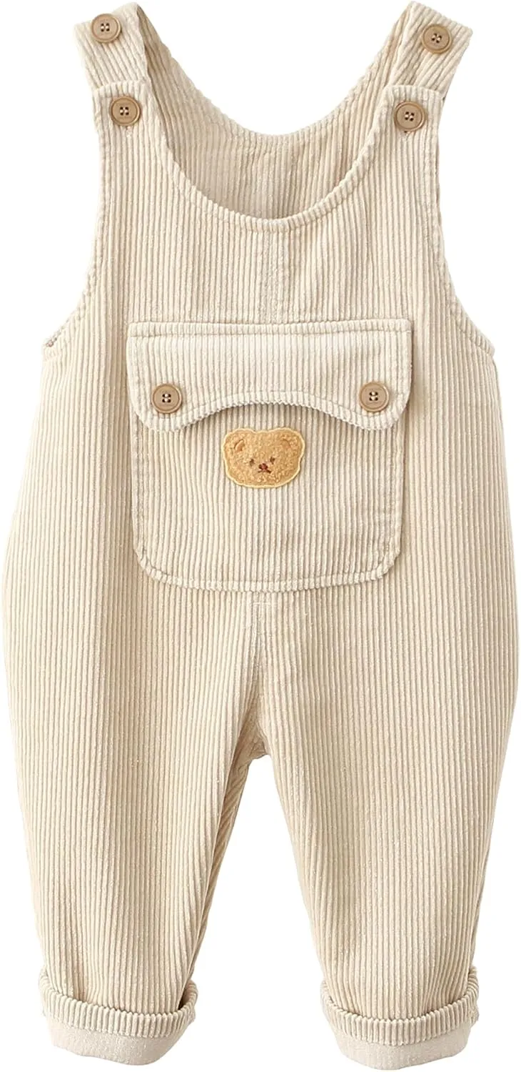 Happy Cherry Toddler Boy Girls Corduroy Overalls Toddler Bib Pants Infant Baby Suspender Jumpsuit Romper
