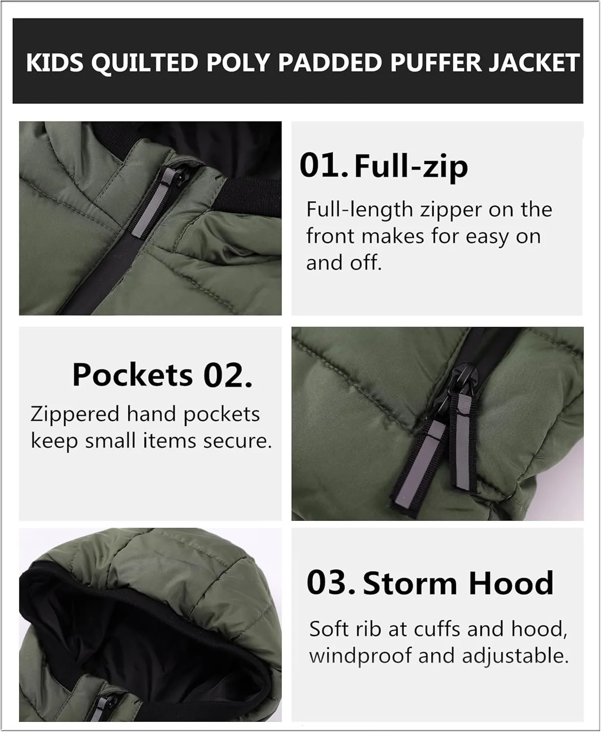 Hiheart Boys Girls Zip-up Fleece Lined Cotton Padded Vest with Hood
