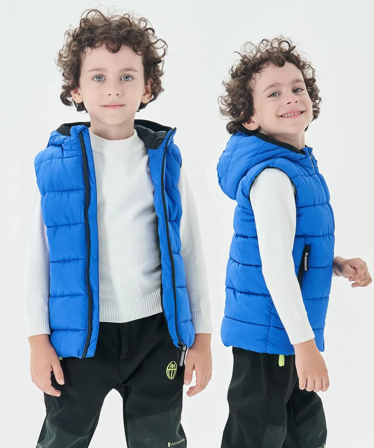 Hiheart Boys Girls Zip-up Fleece Lined Cotton Padded Vest with Hood