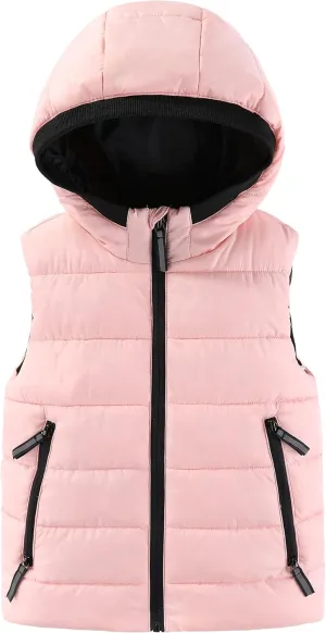 Hiheart Boys Girls Zip-up Fleece Lined Cotton Padded Vest with Hood