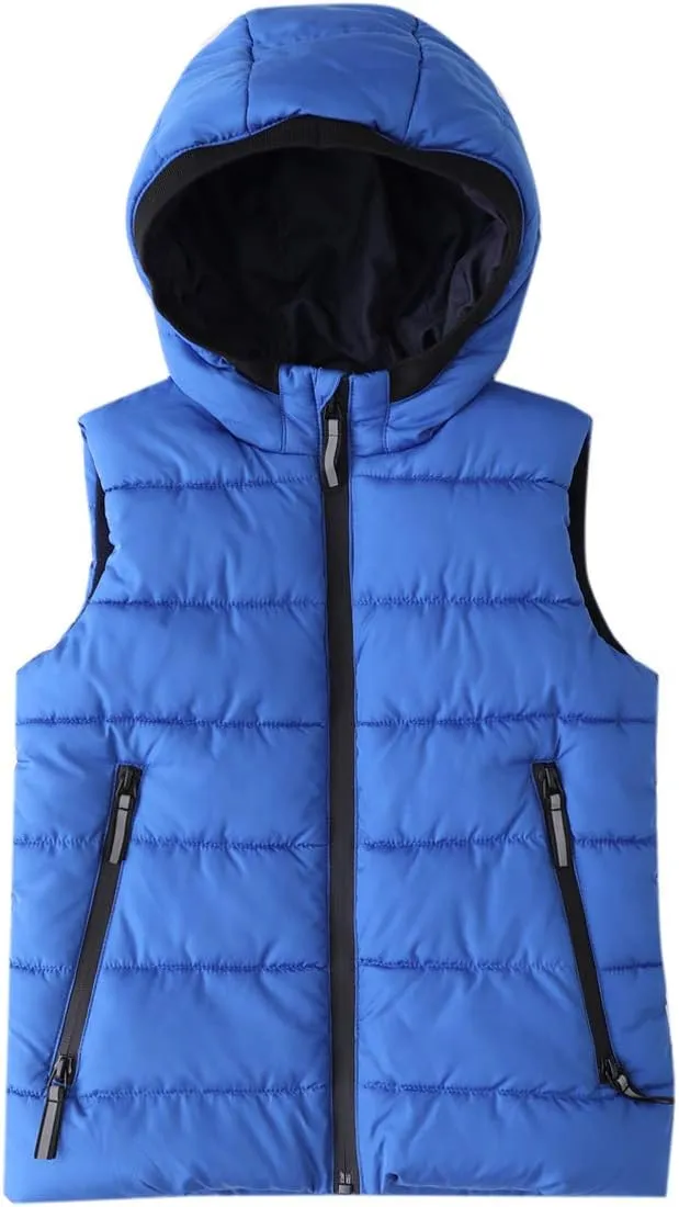 Hiheart Boys Girls Zip-up Fleece Lined Cotton Padded Vest with Hood
