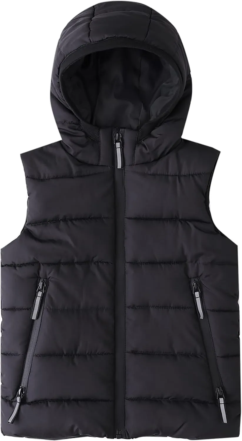 Hiheart Boys Girls Zip-up Fleece Lined Cotton Padded Vest with Hood