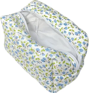 Hodmopli Floral Makeup Pouch,Quilting Flower Bag,Toiletries Bag,Cosmetic Bag,Fashionable Travel Makeup Pouch(blue)