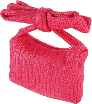 Homoyoyo Fashionable Bow Clutch Bag for Women Elegant Woven Handbag for Parties Banquets Events Compact Size