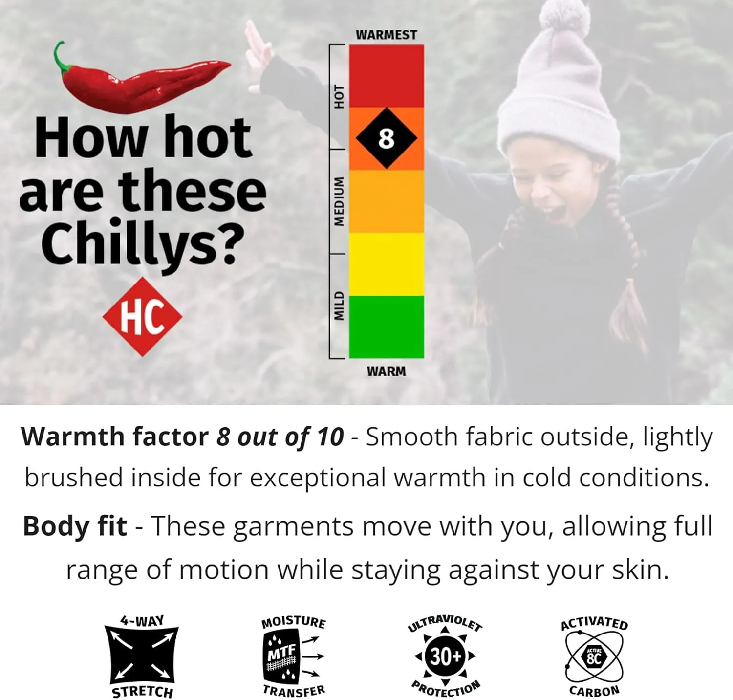 Hot Chillys Youth Micro-Elite Chamois Tights UPF 30 Midweight Body Fit Base Layer Pants | Thermal Underwear Bottoms for Kids
