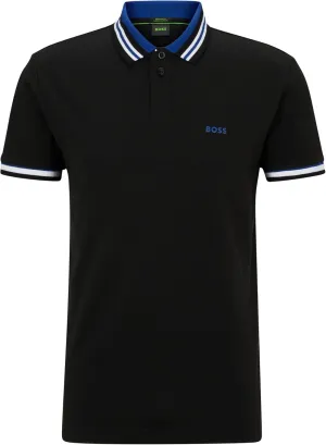 Hugo Boss Men's Black Cotton Jersey Short Sleeve Polo T-Shirt (US, Alpha, Medium, Regular, Regular)