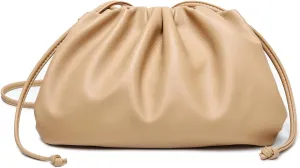 Huralona Dressy Pleated Vegan Leather Clutch Purse Super Soft Cloud Dumpling Clutch Bag for Women PU Evening Purse Handbag
