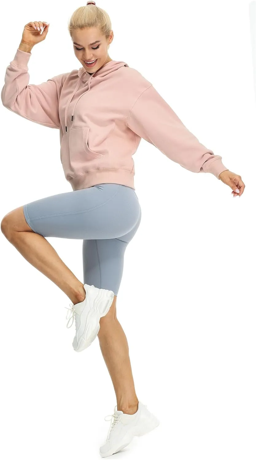 icyzone Women's Fleece Lined Hooded Sweatshirt Tops, Oversized Casual Pullover with kangaroo Pocket & Drawstring