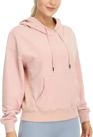 icyzone Women's Fleece Lined Hooded Sweatshirt Tops, Oversized Casual Pullover with kangaroo Pocket & Drawstring