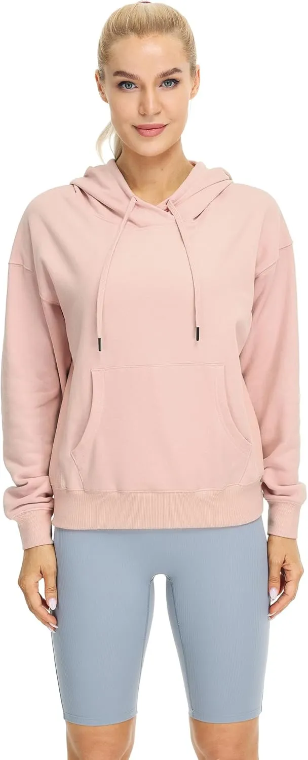 icyzone Women's Fleece Lined Hooded Sweatshirt Tops, Oversized Casual Pullover with kangaroo Pocket & Drawstring