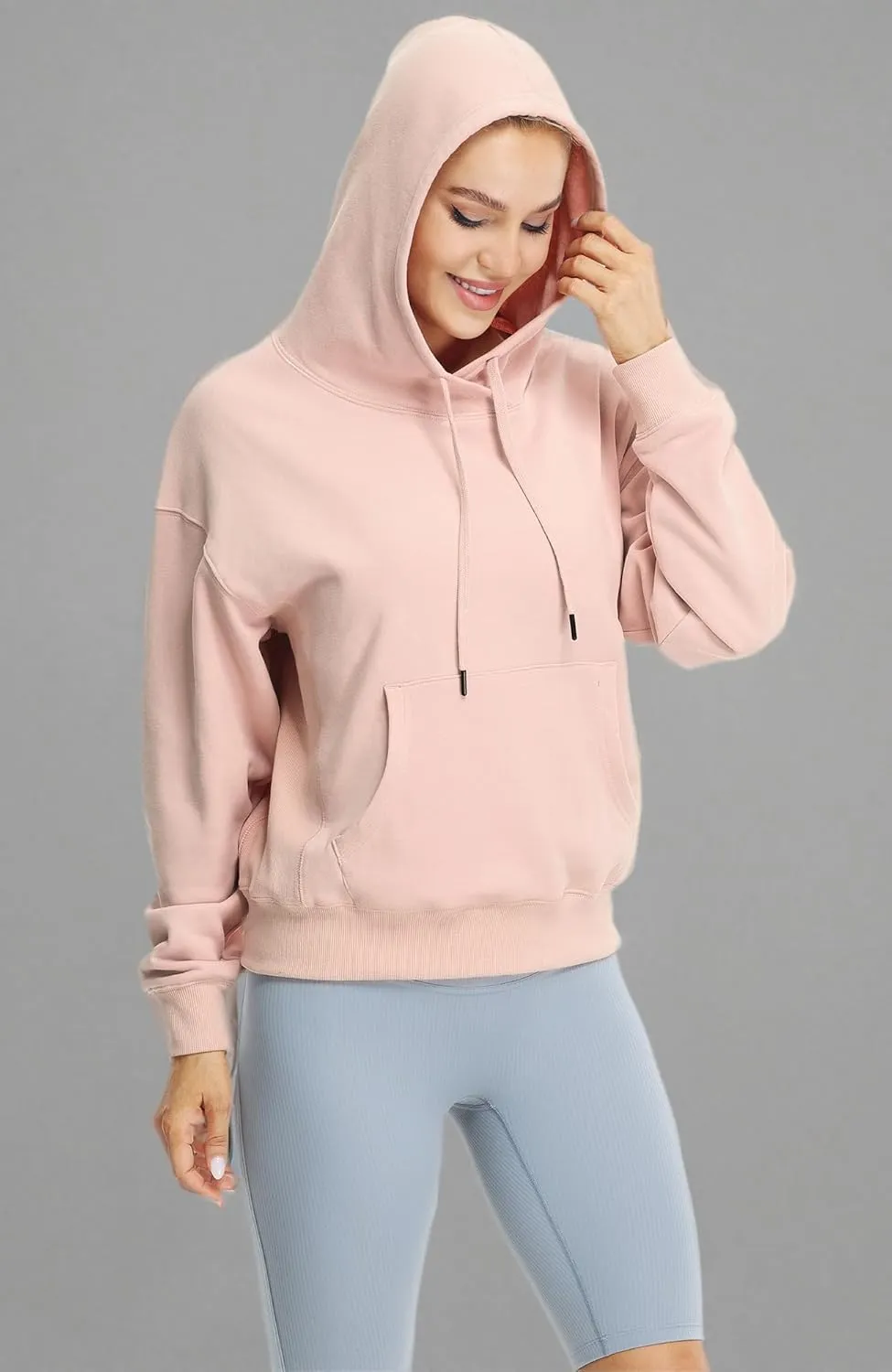 icyzone Women's Fleece Lined Hooded Sweatshirt Tops, Oversized Casual Pullover with kangaroo Pocket & Drawstring