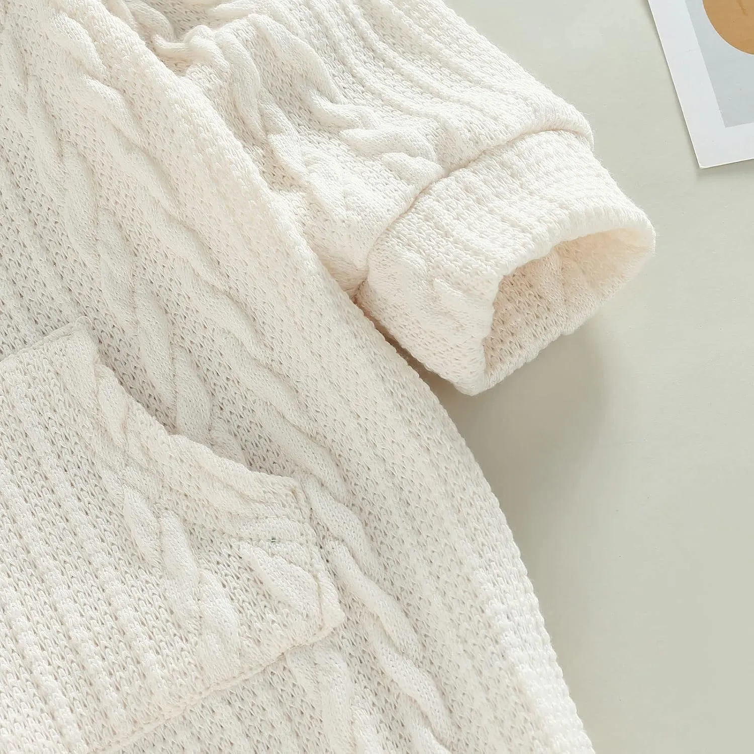 Infant Boys Girls Knit Sweater Romper Baby Toddlers Long Sleeve Hooded Button Up Winter Outfits with Pocket