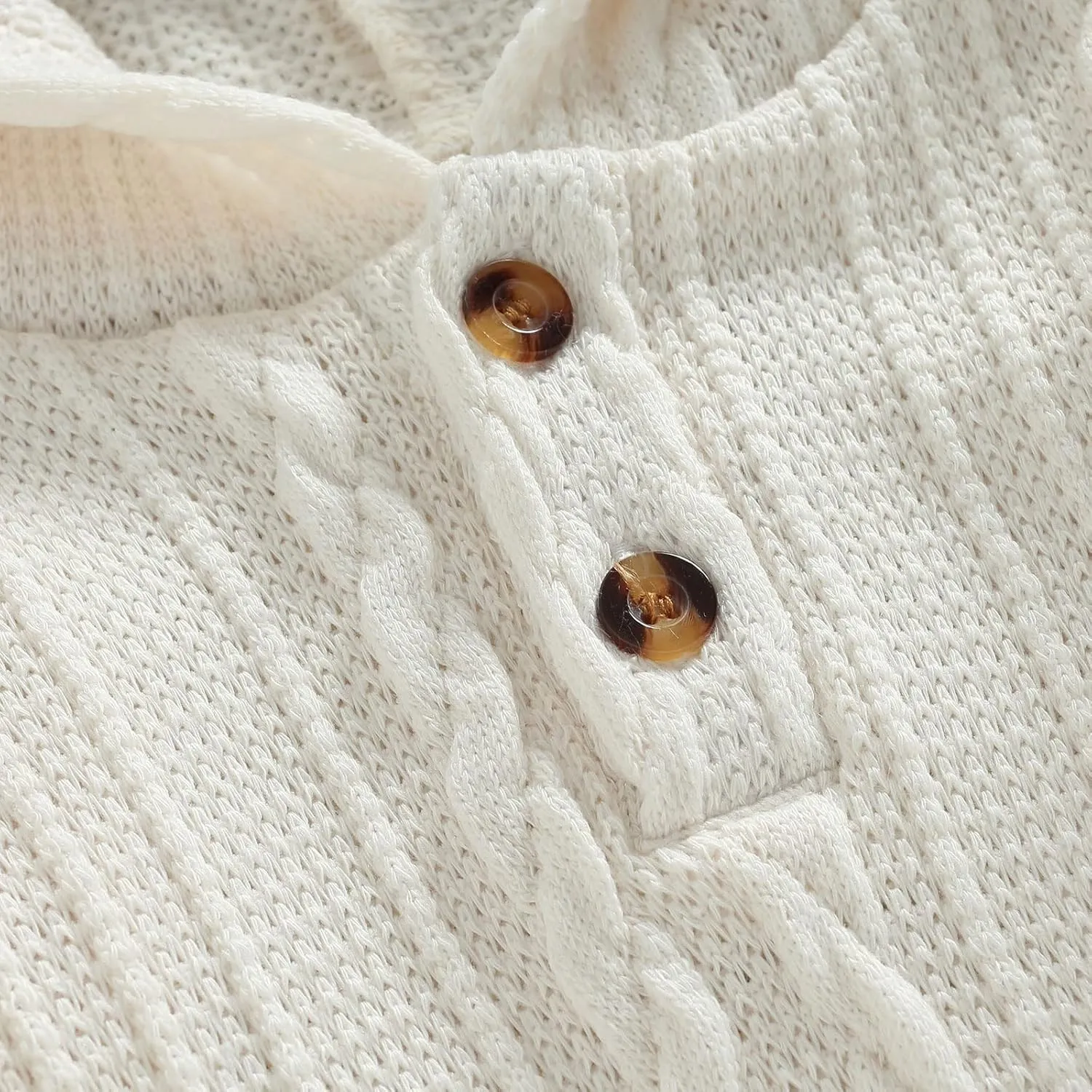 Infant Boys Girls Knit Sweater Romper Baby Toddlers Long Sleeve Hooded Button Up Winter Outfits with Pocket