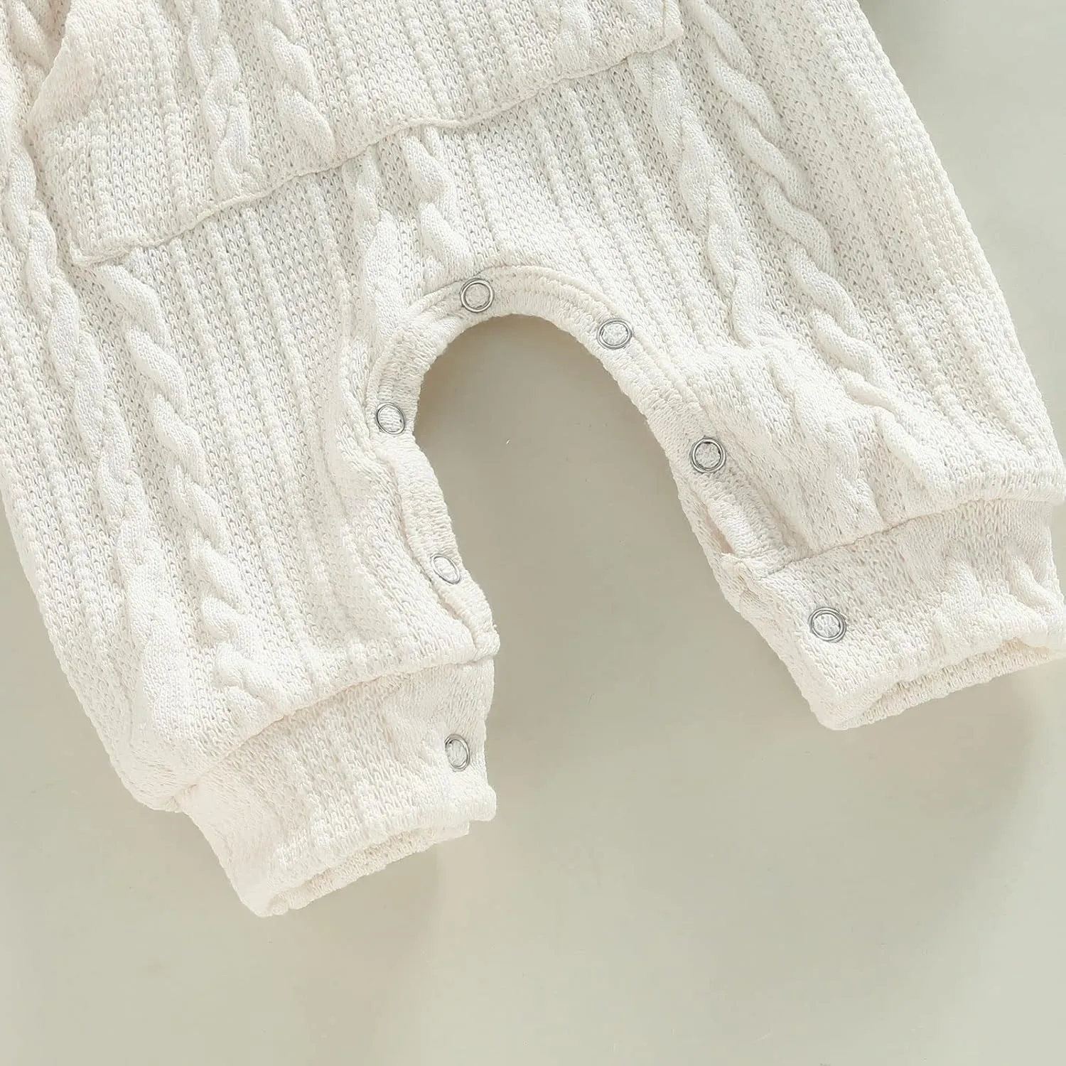 Infant Boys Girls Knit Sweater Romper Baby Toddlers Long Sleeve Hooded Button Up Winter Outfits with Pocket