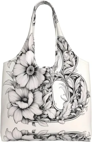 Interesting B Printed single-shoulder canvas bag, fashionable daily canvas bag, suitable for daily travel and shopping