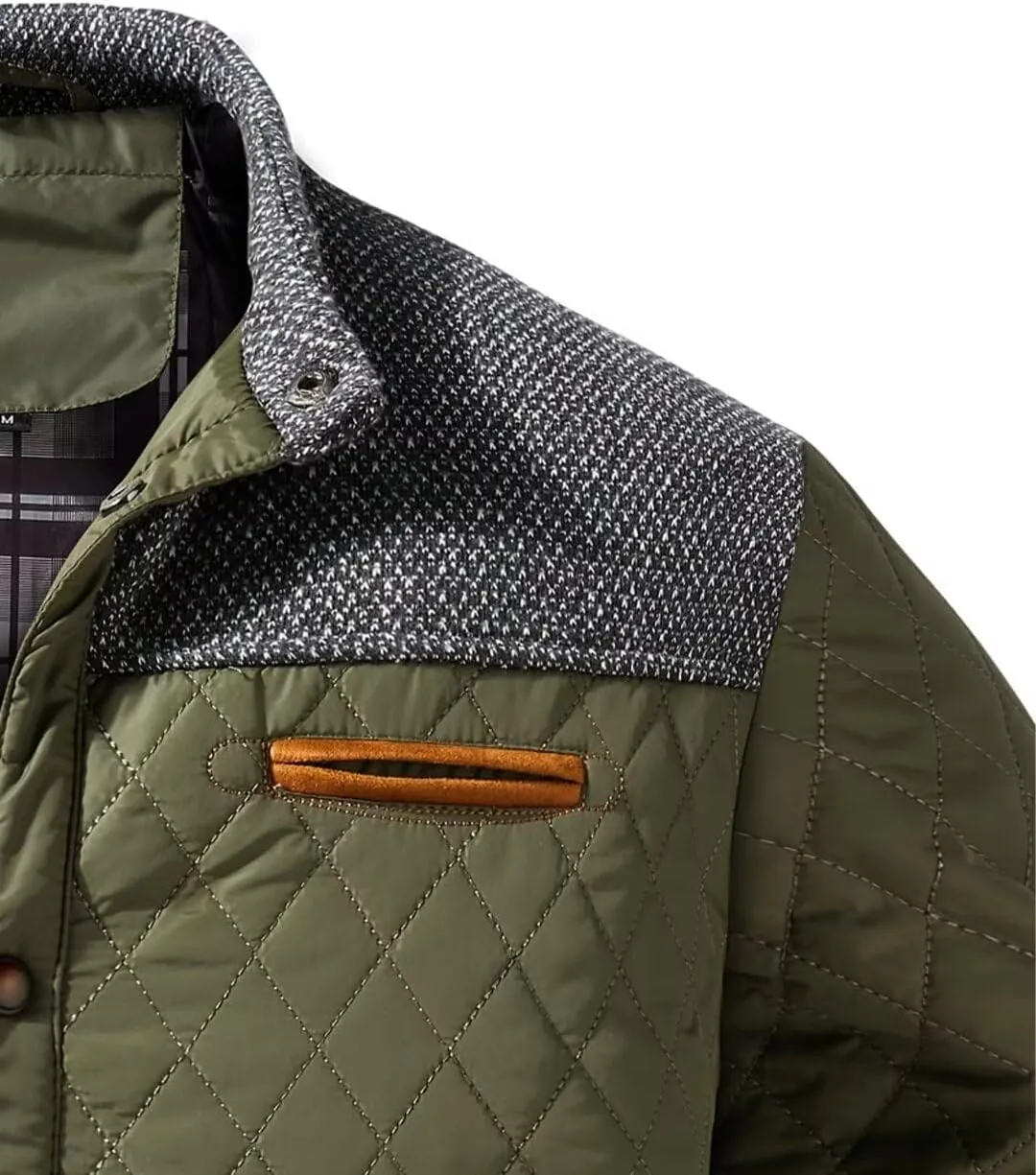 INVACHI Men's Casual Diamond Quilted Puffer Down Jacket Lightweight Business Button Coat with Stand Collar