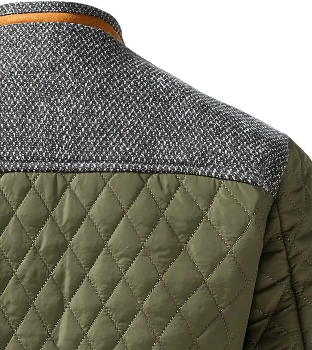INVACHI Men's Casual Diamond Quilted Puffer Down Jacket Lightweight Business Button Coat with Stand Collar