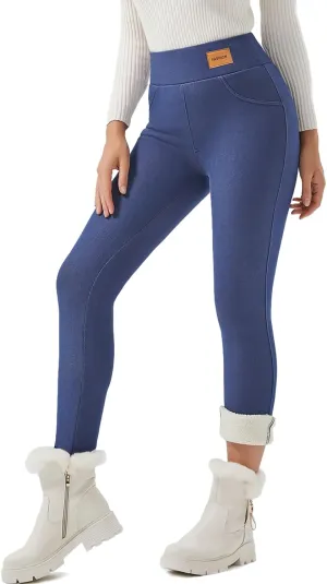 JK SUE JONES Women Winter Warm Thick Leggings Fleece Lined Stretchy Soft Thermal Sherpa Pants High Waist Tights