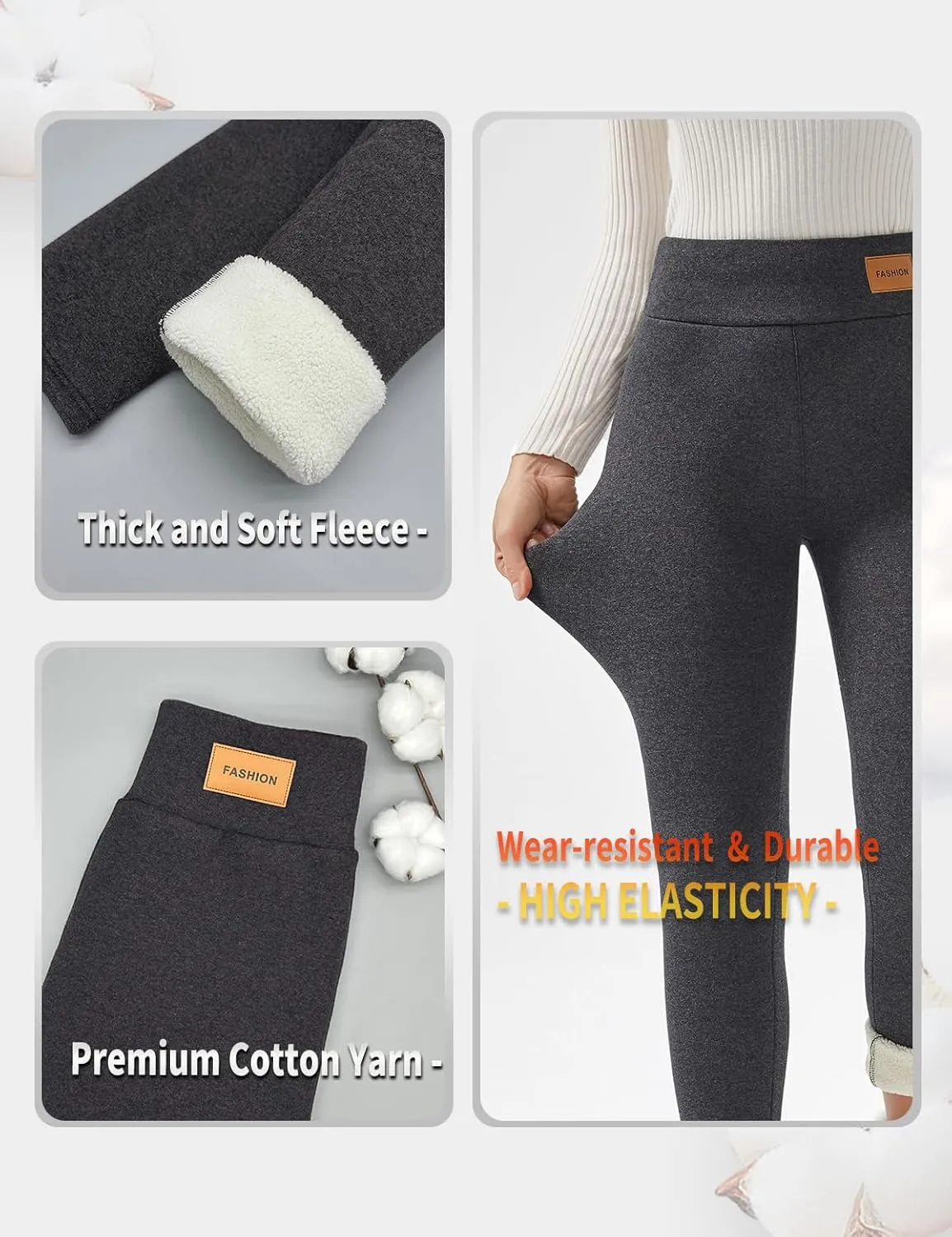 JK SUE JONES Women Winter Warm Thick Leggings Fleece Lined Stretchy Soft Thermal Sherpa Pants High Waist Tights