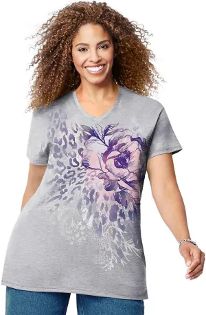 Just My Size Women's Cotton Jersey Short Sleeve Vneck Tshirt