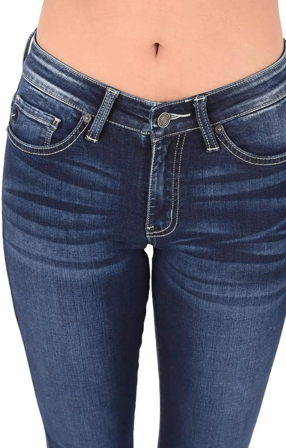 Kan Can Women's Denim-Blue Five Pocket Basic Mid Rise Super Skinny Jeans