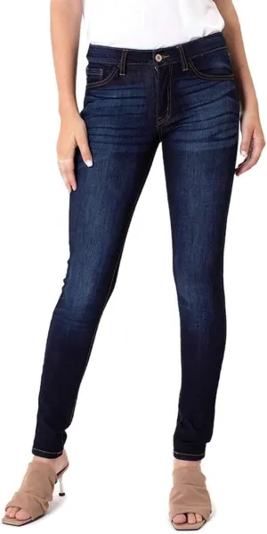 Kan Can Women's Denim-Blue Five Pocket Basic Mid Rise Super Skinny Jeans